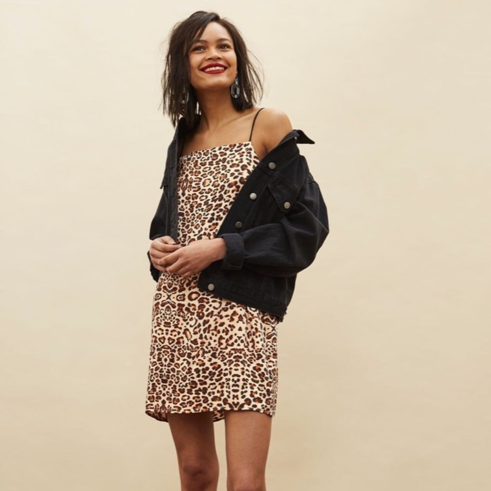 TOPSHOP casual sleeveless cheetah dress